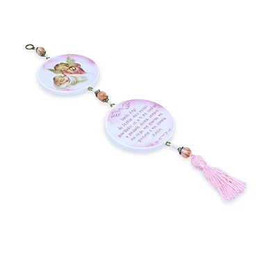 Adorno Infantil Anjo da Guarda Branco e Rosa - Image 2