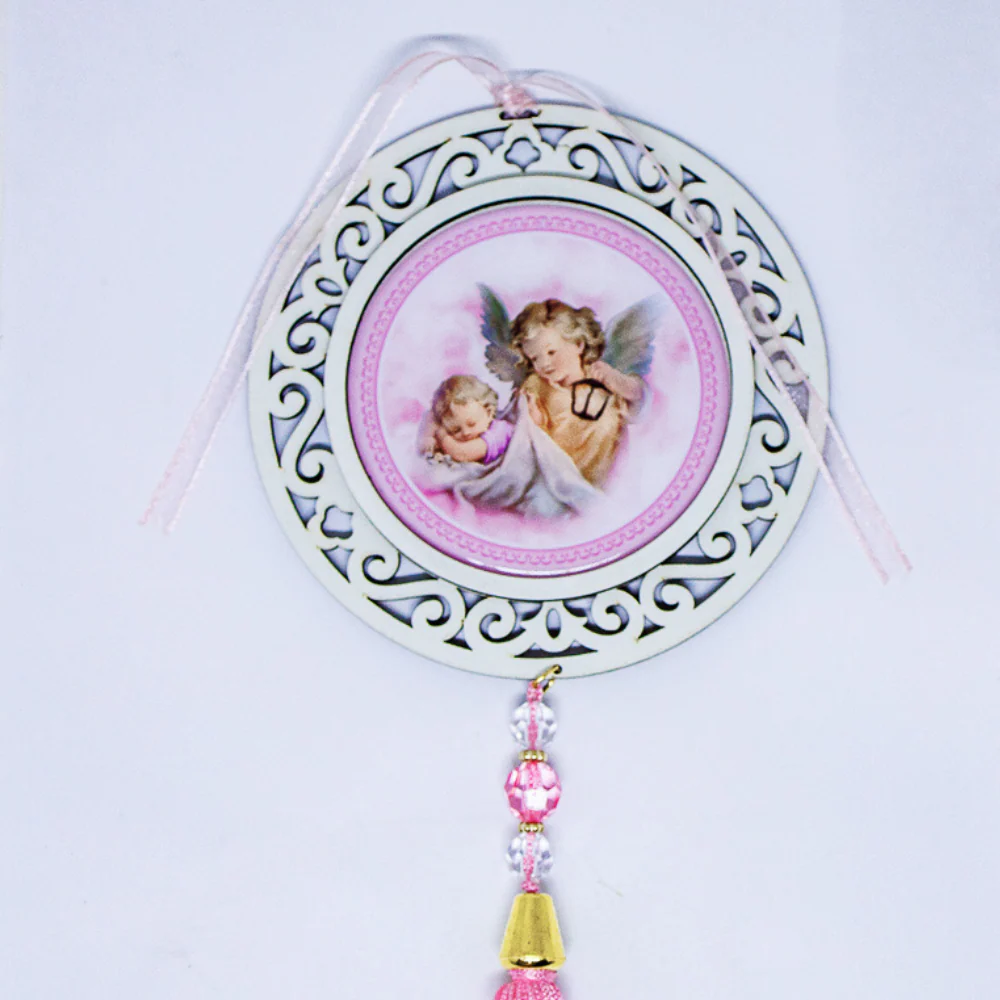 Adorno Redondo Anjo da Guarda Rosa - Image 4