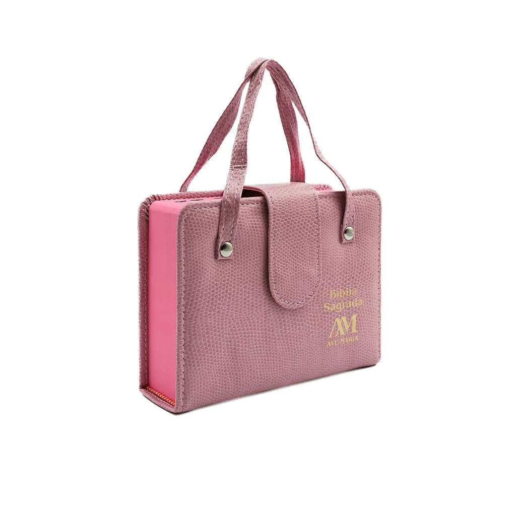 Bíblia Ave-Maria com Alça Bolso Rosa - Image 2