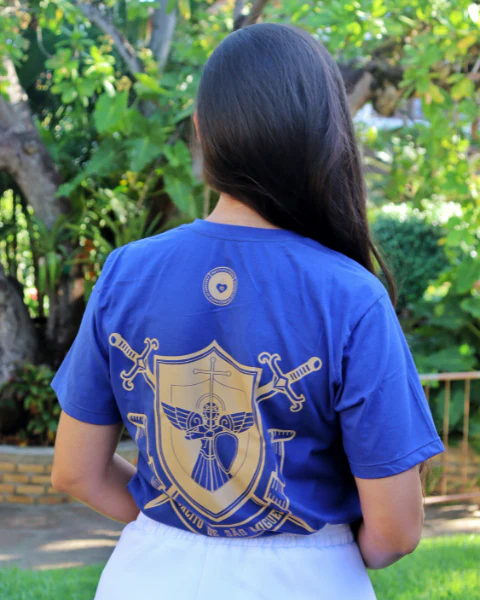 Camiseta de São Miguel Arcanjo Azul com oração - Adulto - Image 5