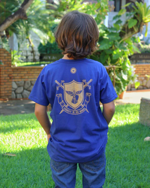 Camiseta de São Miguel Arcanjo Azul com oração - Infantil - Image 4