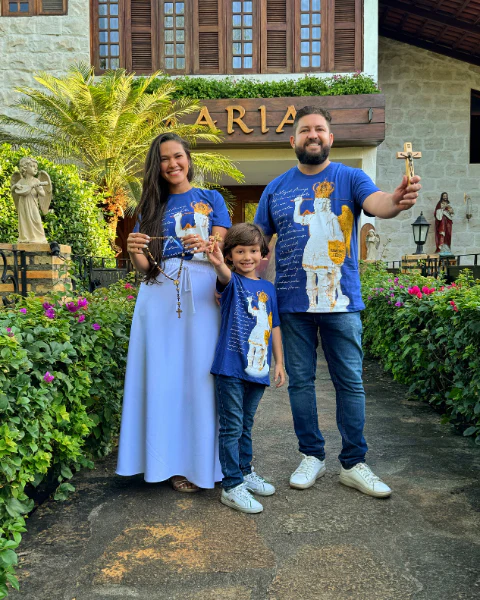 Camiseta de São Miguel Arcanjo Azul com oração - Infantil - Image 5