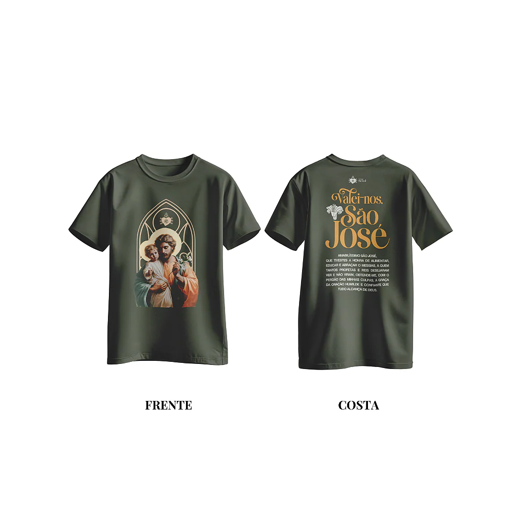 Camiseta Infantil de São José Verde Musgo - Image 3