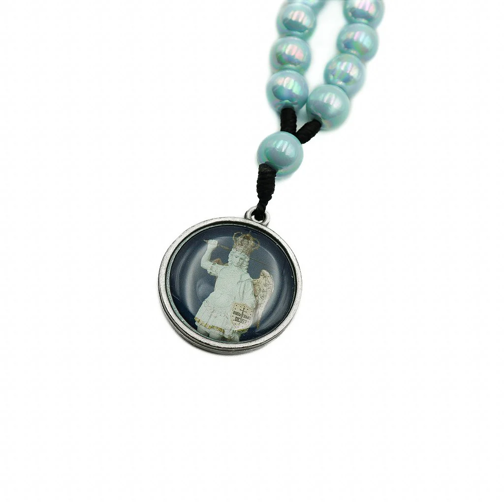 Chaveiro Dezena Com Medalha Resinada São Miguel Glorioso Hesed - Azul Perolado - Image 4