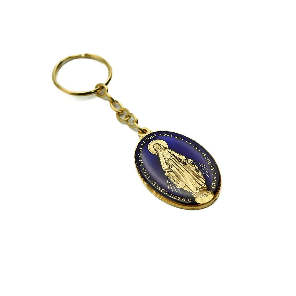 Chaveiro Dourado Medalha Resinada Nossa Senhora das Graças - Image 3