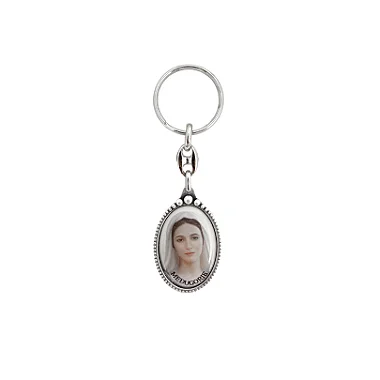 Chaveiro Metal Rainha da Paz Colorido Resina 4cm
