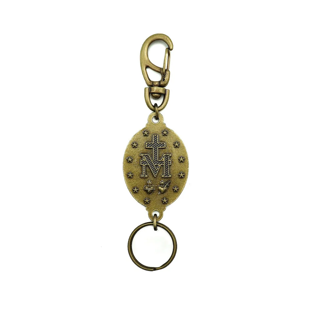 Chaveiro Nossa Senhora Das Graças Extra Grande Com Mosquetão OURO VELHO - Image 2