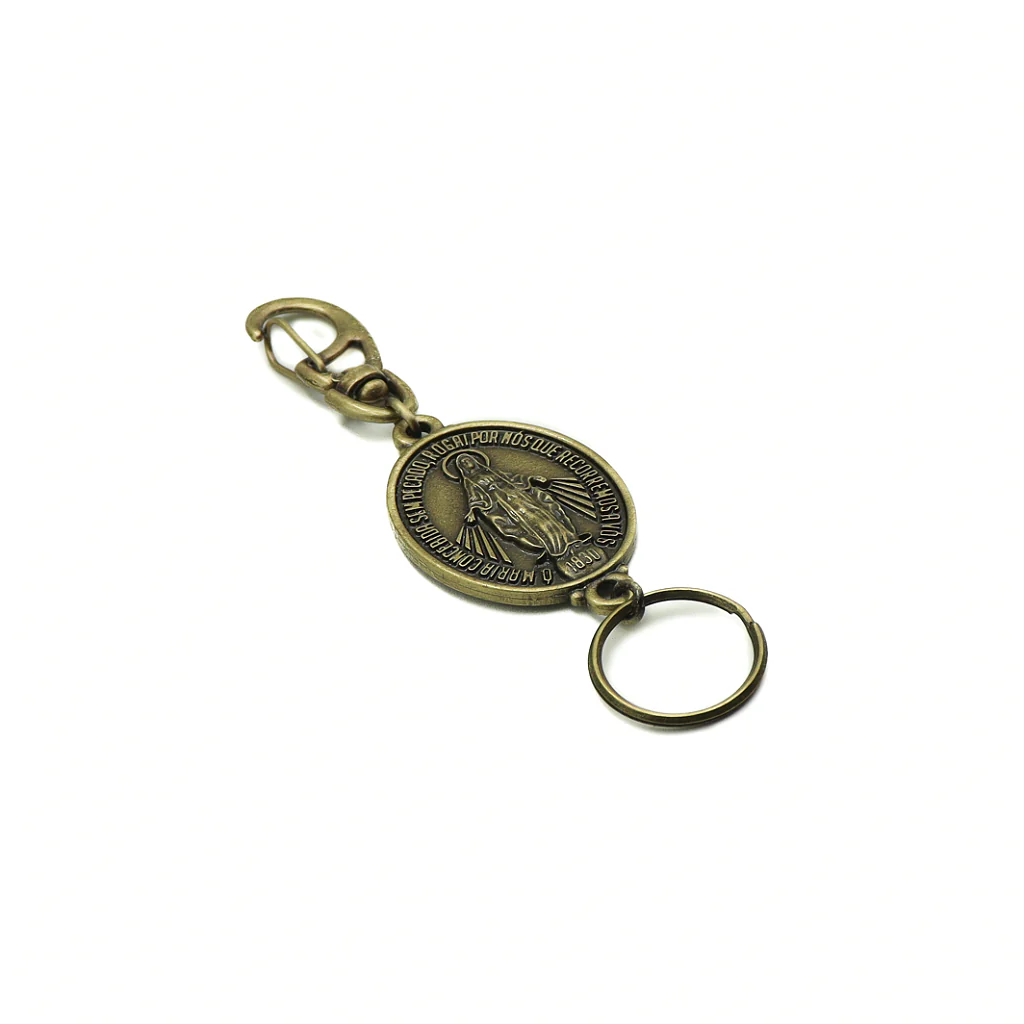Chaveiro Nossa Senhora Das Graças Extra Grande Com Mosquetão OURO VELHO - Image 3