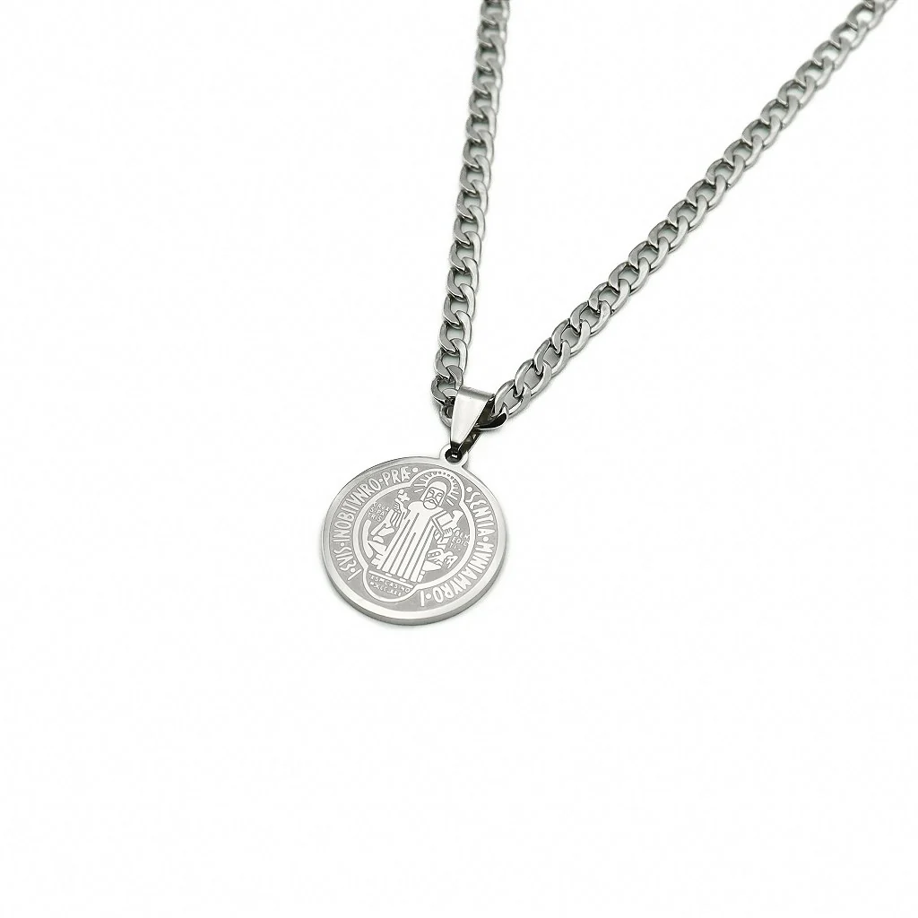 Colar Inox Medalha São Bento Gravada - Image 3