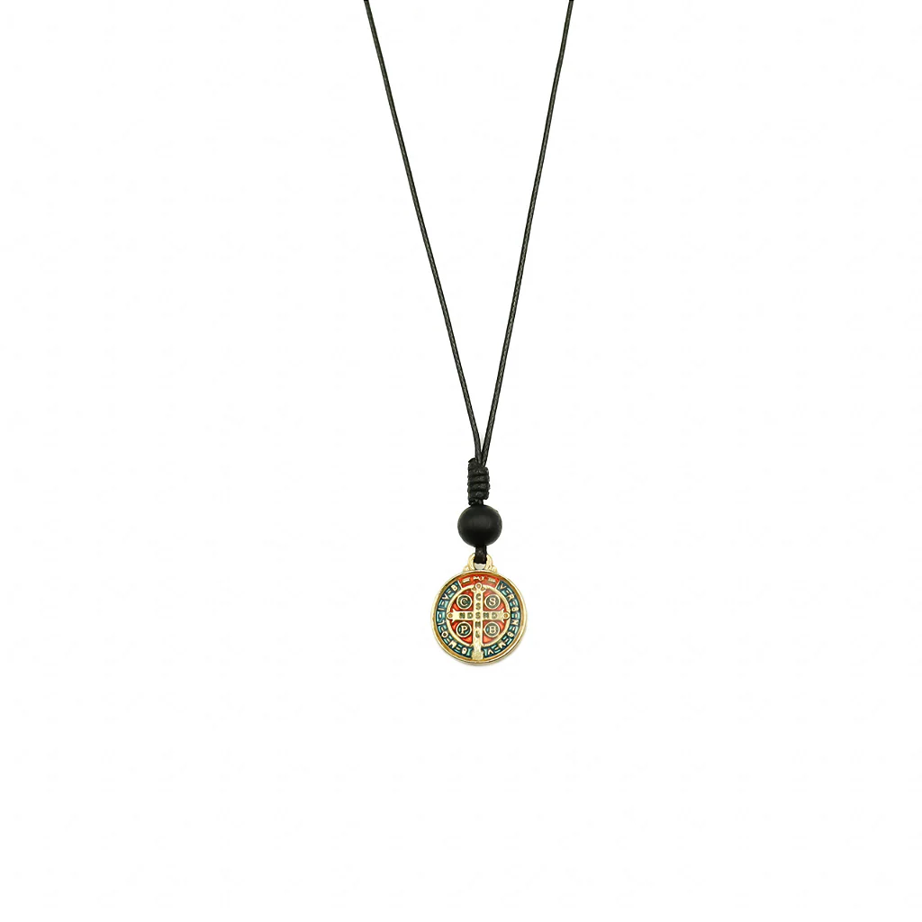 Colar Medalha São Bento Pequeno Dourado Resinado Color CF - Image 2