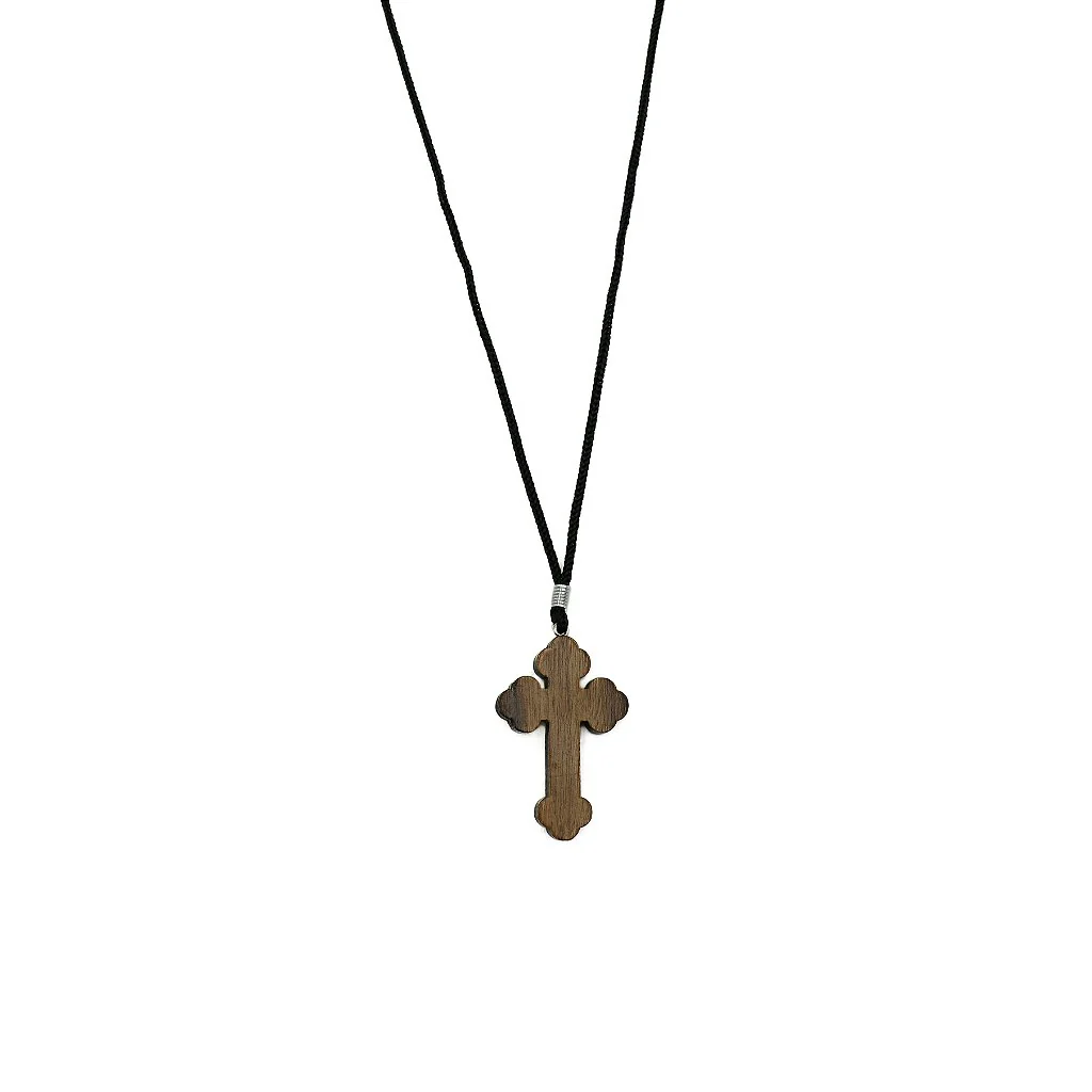 Cordão Cruz Moldada Imbuia com Cristo - Image 2