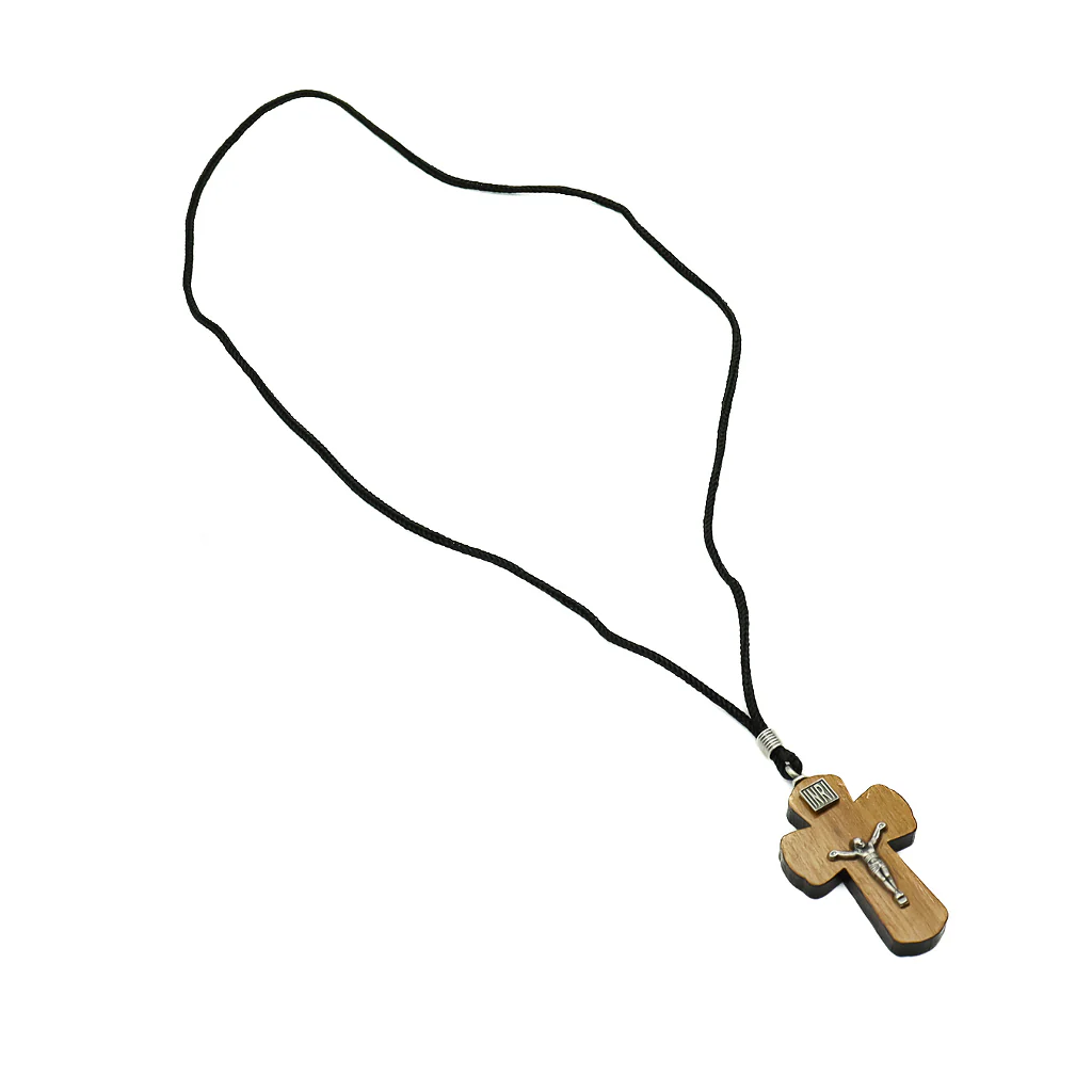 Cordão Cruz Moldada Imbuia Com Cristo 5 cm - Image 4