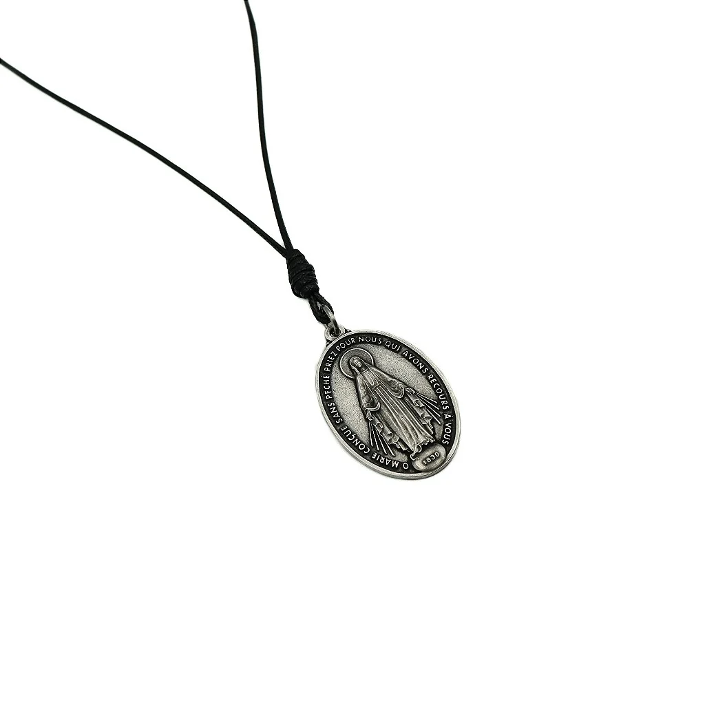Cordão Medalha de Nossa Senhora das Graças 45mm Niquel - Image 3