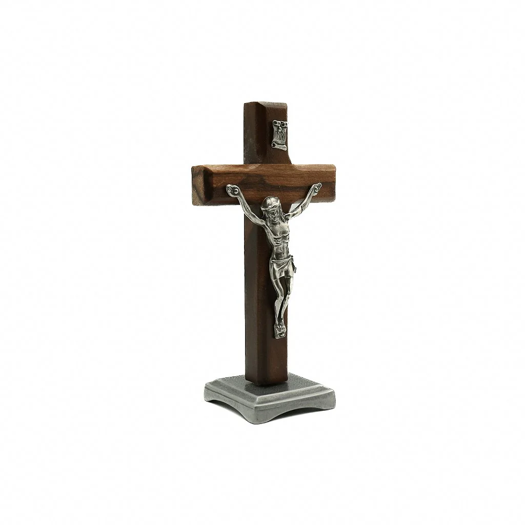 Crucifixo Madeira 11 cm para mesa Niquel - Image 2