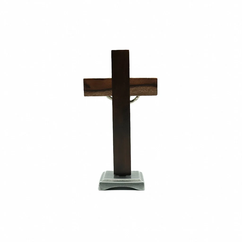 Crucifixo Madeira 11 cm para mesa Niquel - Image 3