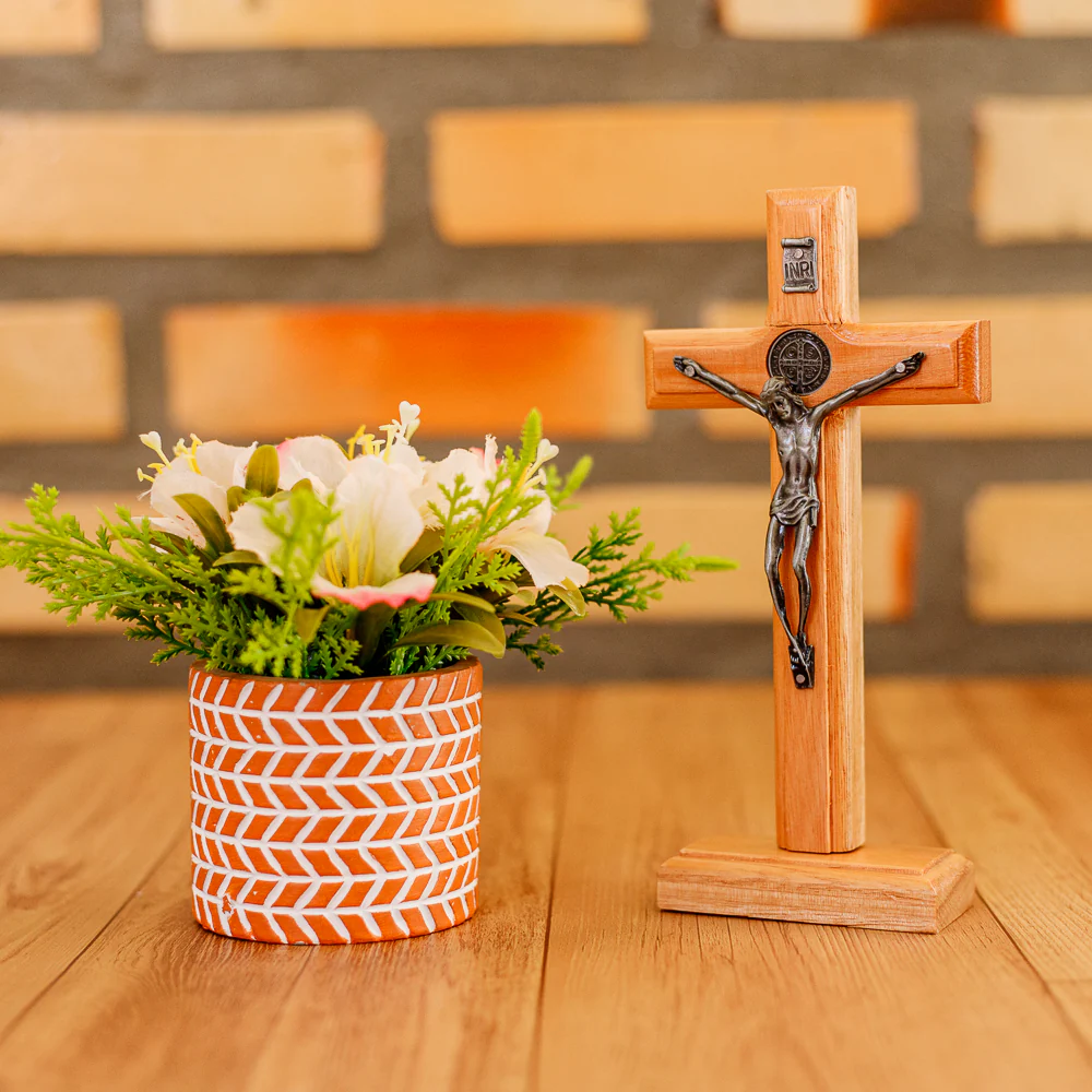 Cruz de Mesa 12 cm - Prata Velha - Image 5