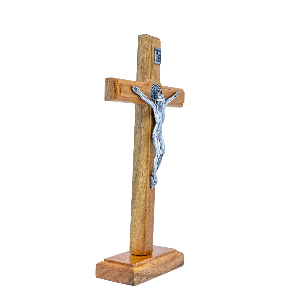Cruz madeira 19cm mesa - Prata Velha - Image 2