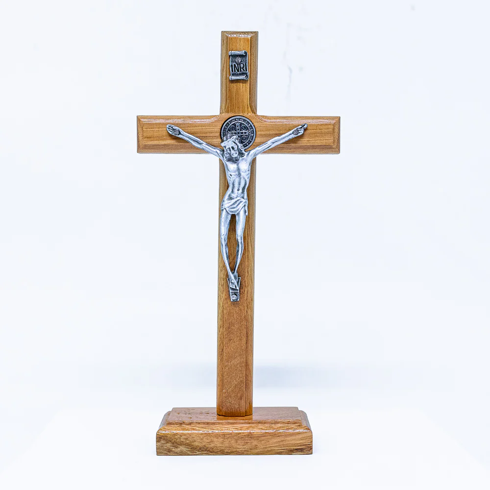 Cruz madeira 19cm mesa - Prata Velha - Image 3