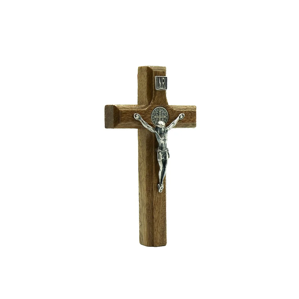 Cruz São Bento Adesiva 9 cm Prata Velha - Image 2