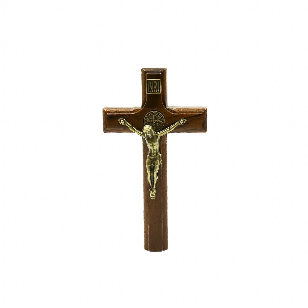 Cruz São Bento Adesiva 9 cm Ouro Velho