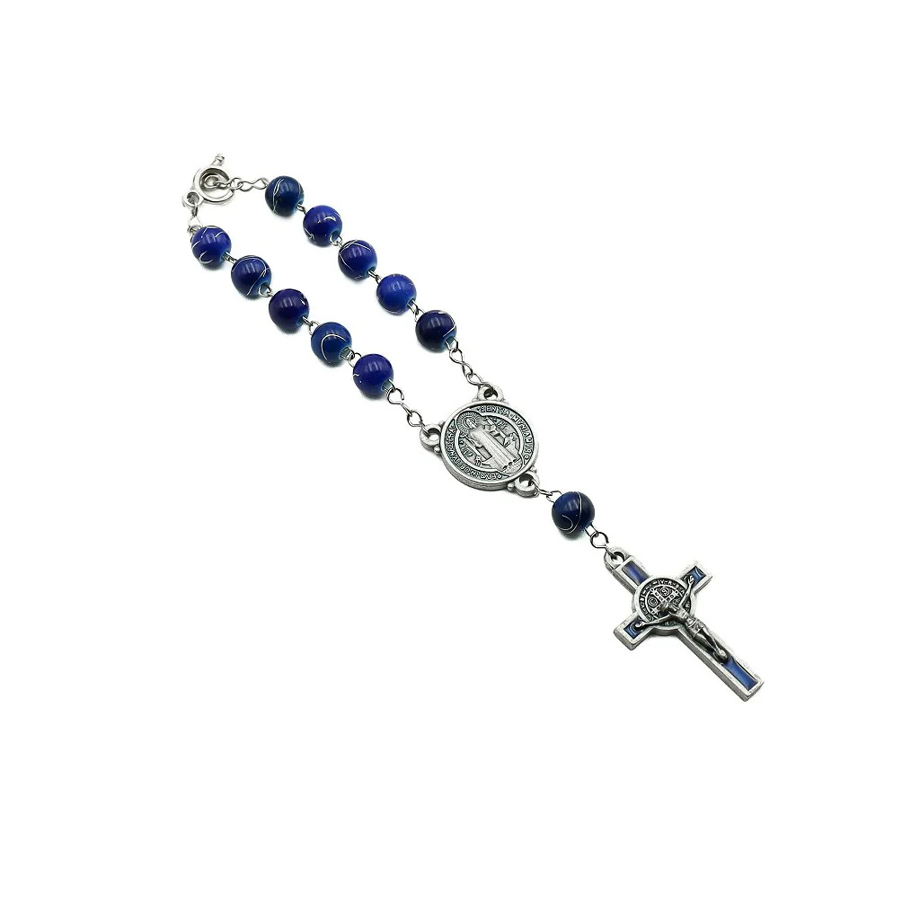 Dezena Com Fecho Mesclada 8mm Inox Azul Cruz São Bento - Image 3