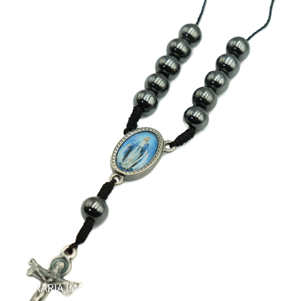Dezena Carro Hematita 8mm no Cordão - Nossa Senhora das Graças - Image 3