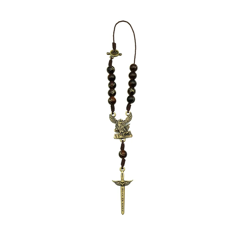 Dezena com fecho mesclada 8mm marrom São Miguel Ouro Velho