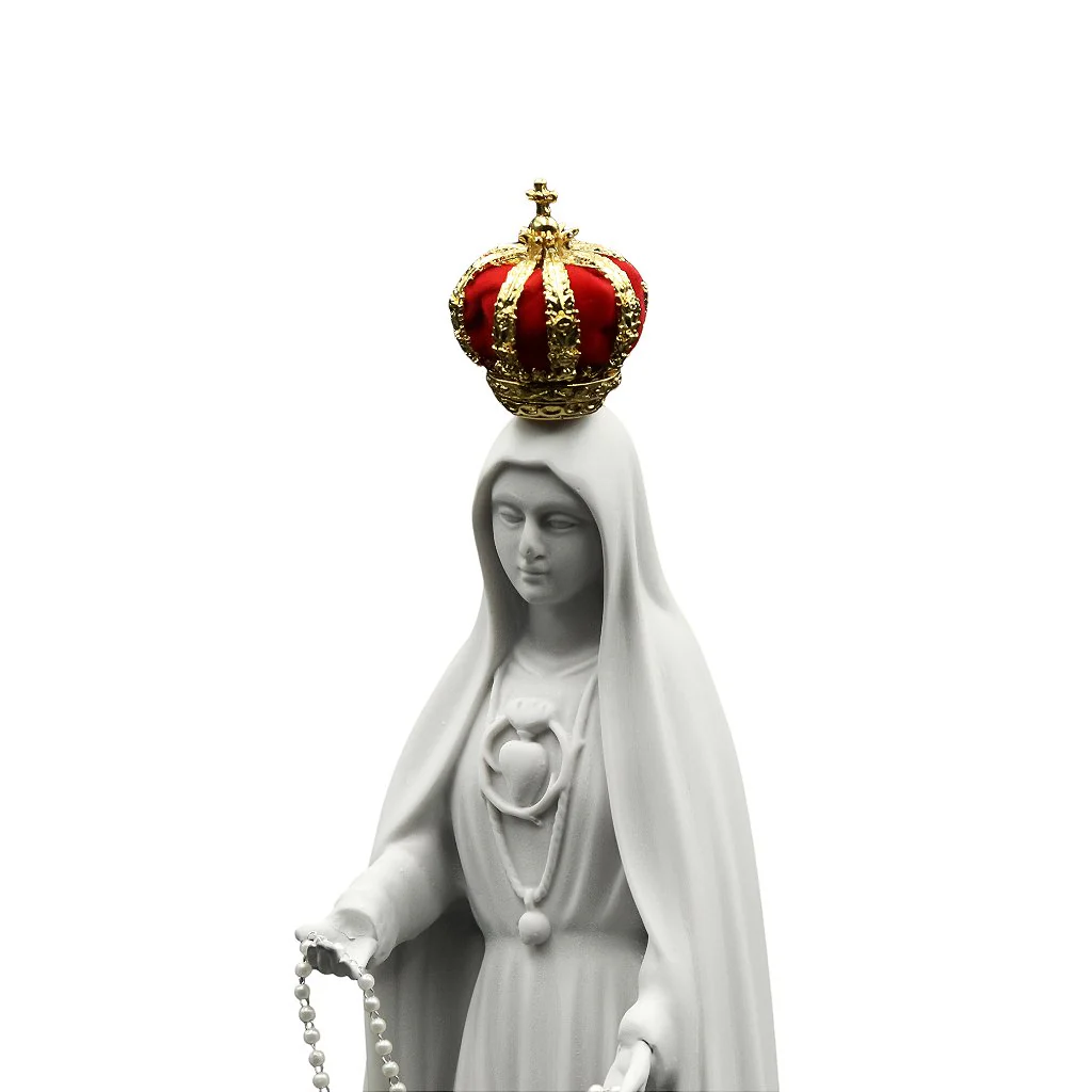 Imagem Imaculado Coração de Fátima 34cm Pó de Mármore - Branca - Image 3