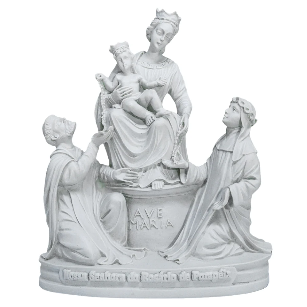 Imagem Nossa Senhora da Pompeia 20cm Pó de Mármore Branca - Hesed - Image 4