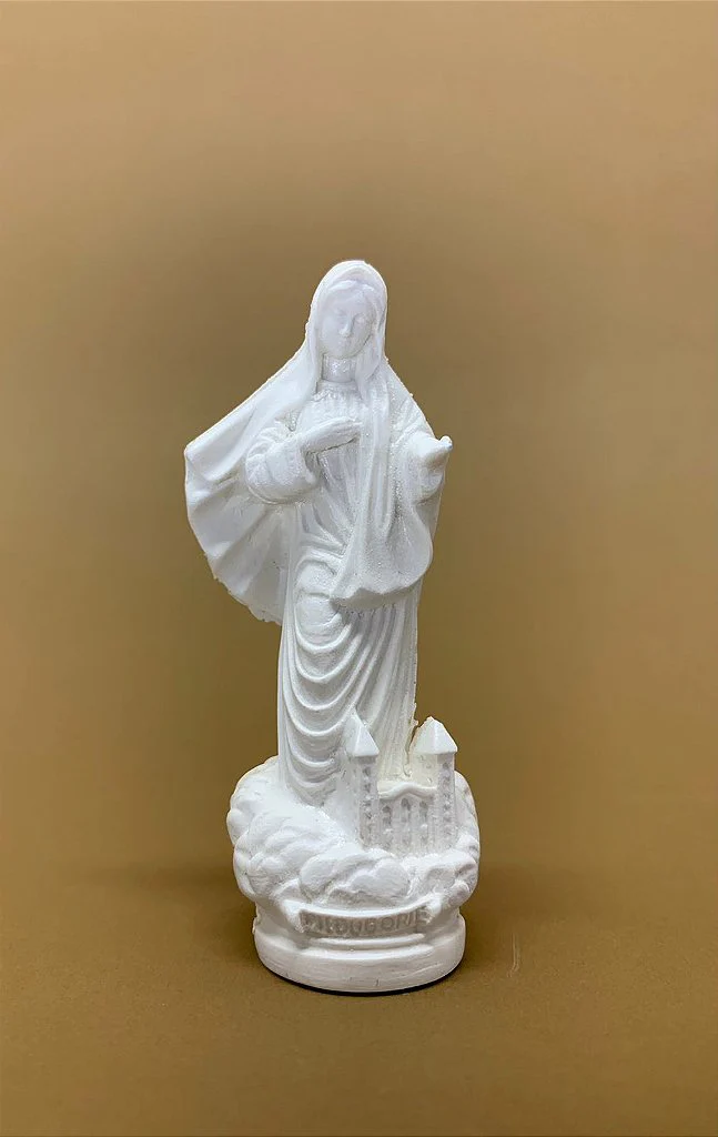 Imagem Rainha da Paz Com Igreja 8 cm Branca - Medjugorje - Image 5