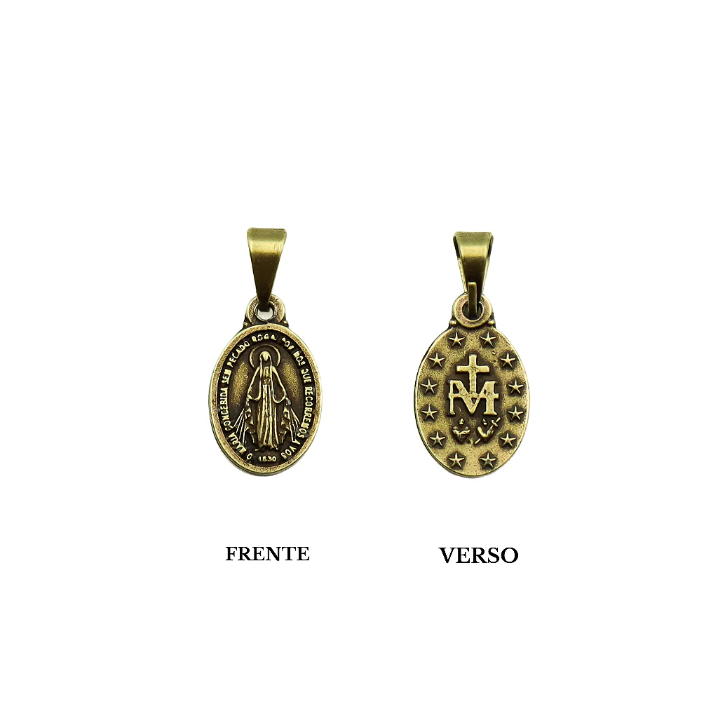 Medalha de Nossa Senhora das Graças 13mm Ouro Velho - Image 4
