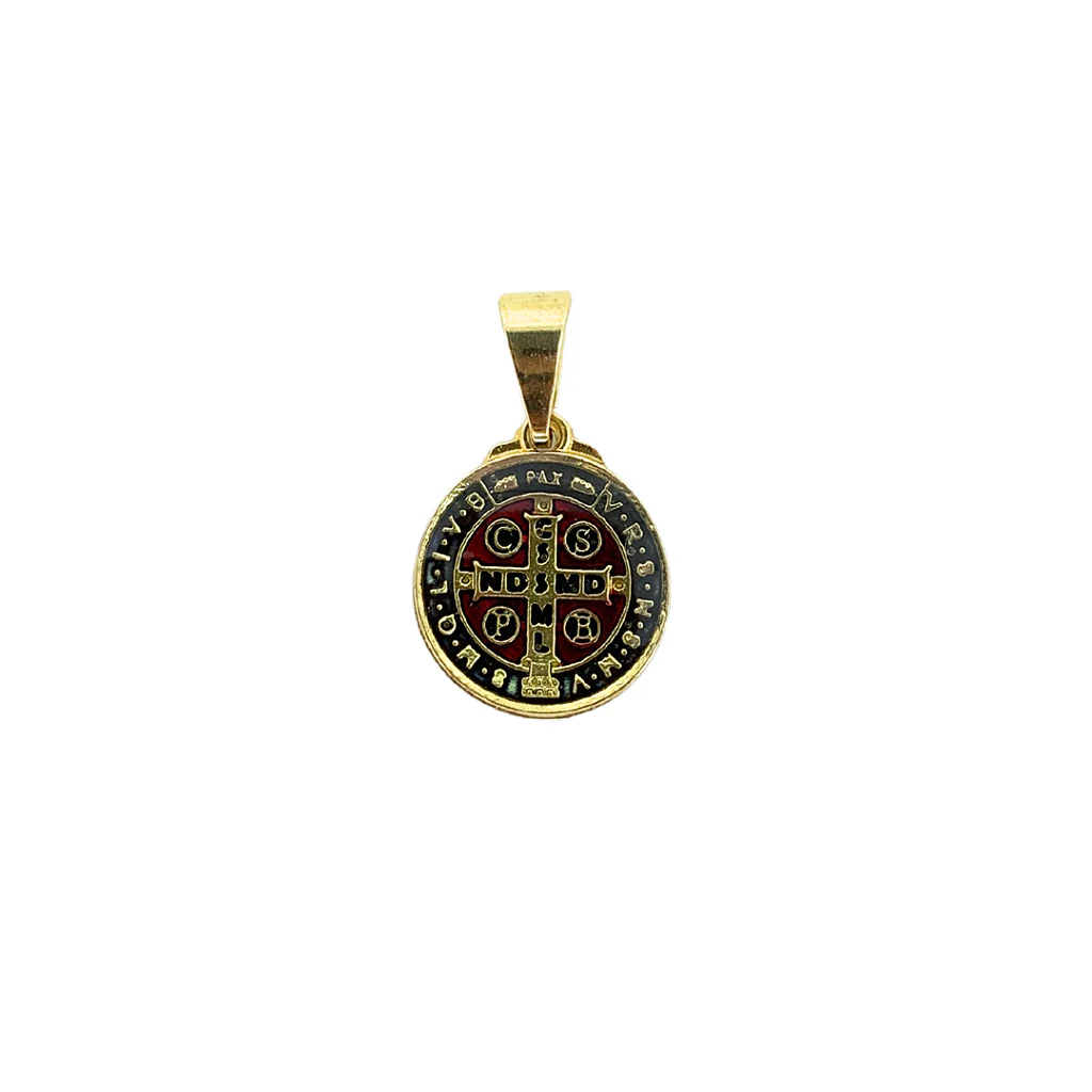 Medalha de São Bento 13 mm Dourada - Resinada - Image 3
