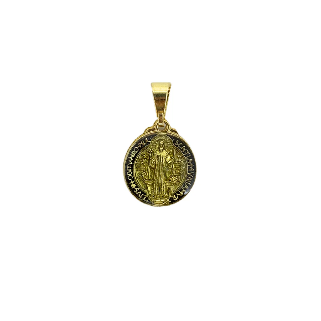 Medalha de São Bento 13 mm Dourada - Resinada - Image 4