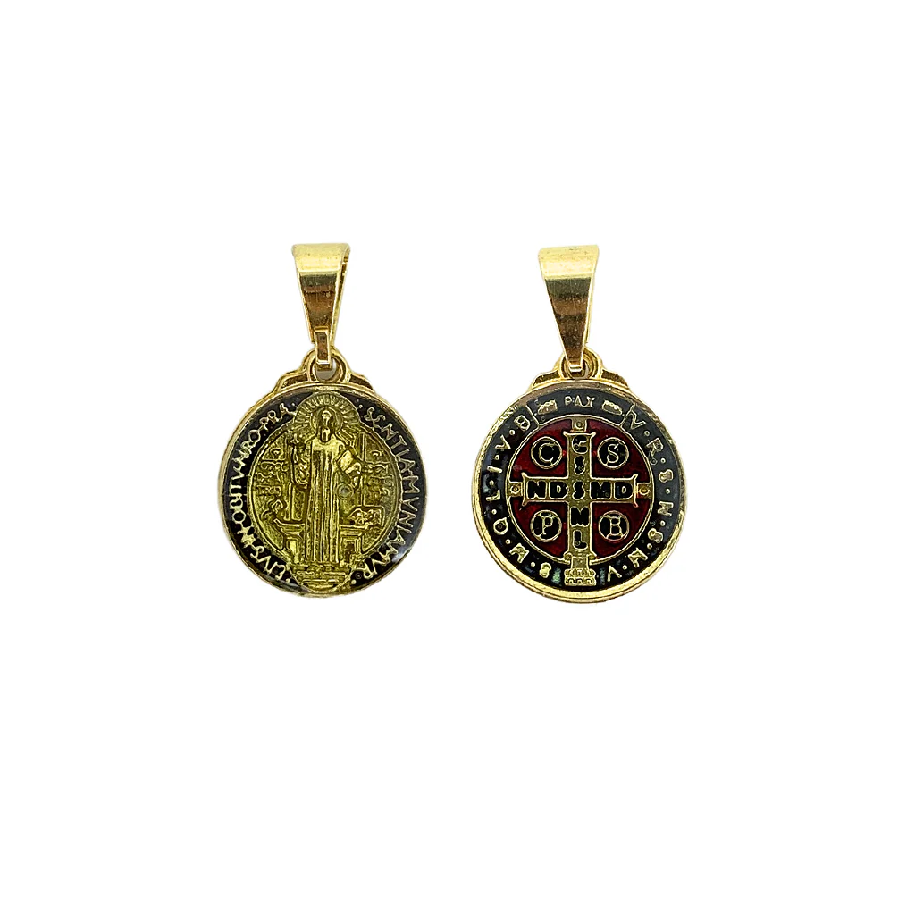 Medalha de São Bento 13 mm Dourada - Resinada - Image 5