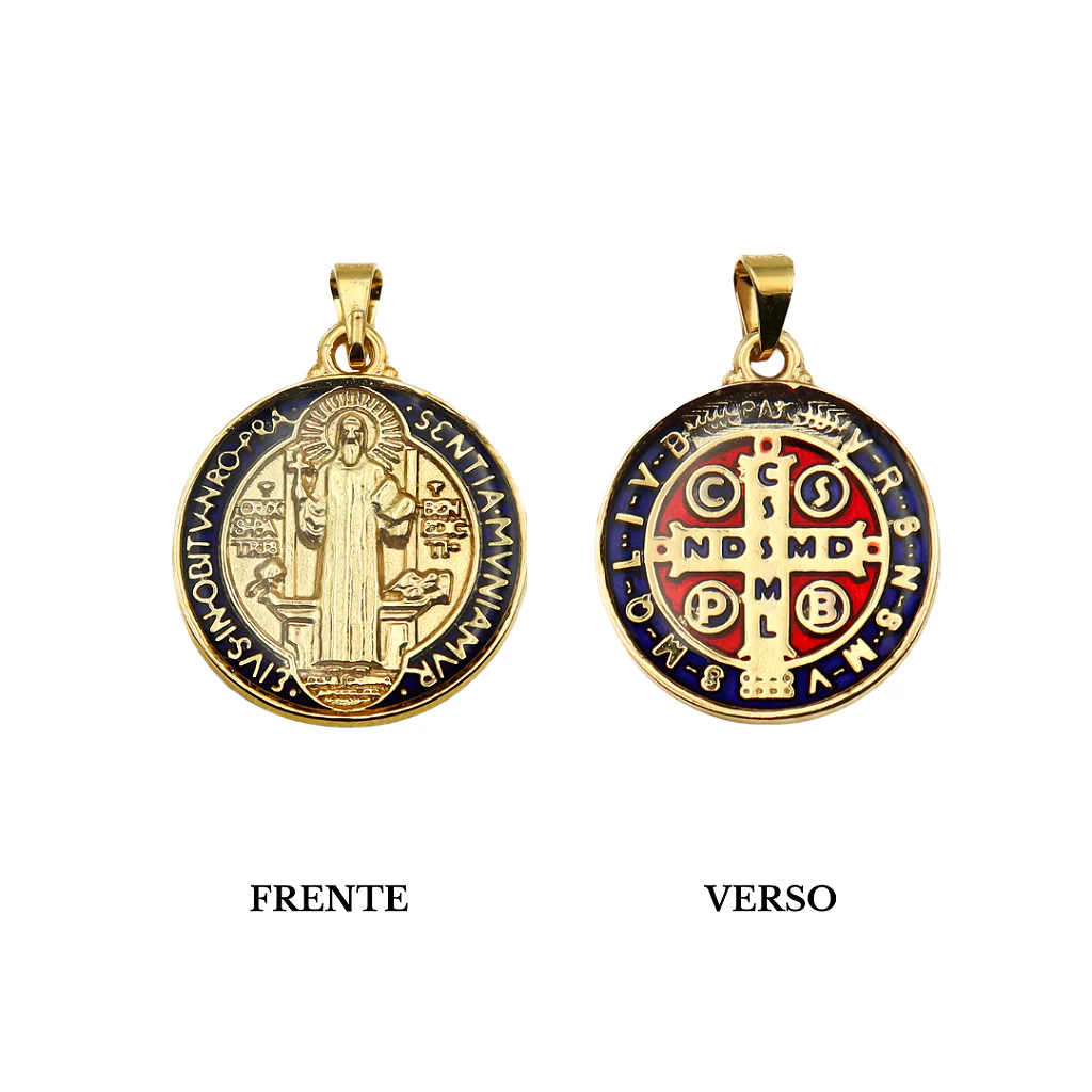 Medalha de São Bento 22 mm Dourada - Resinada - Image 4