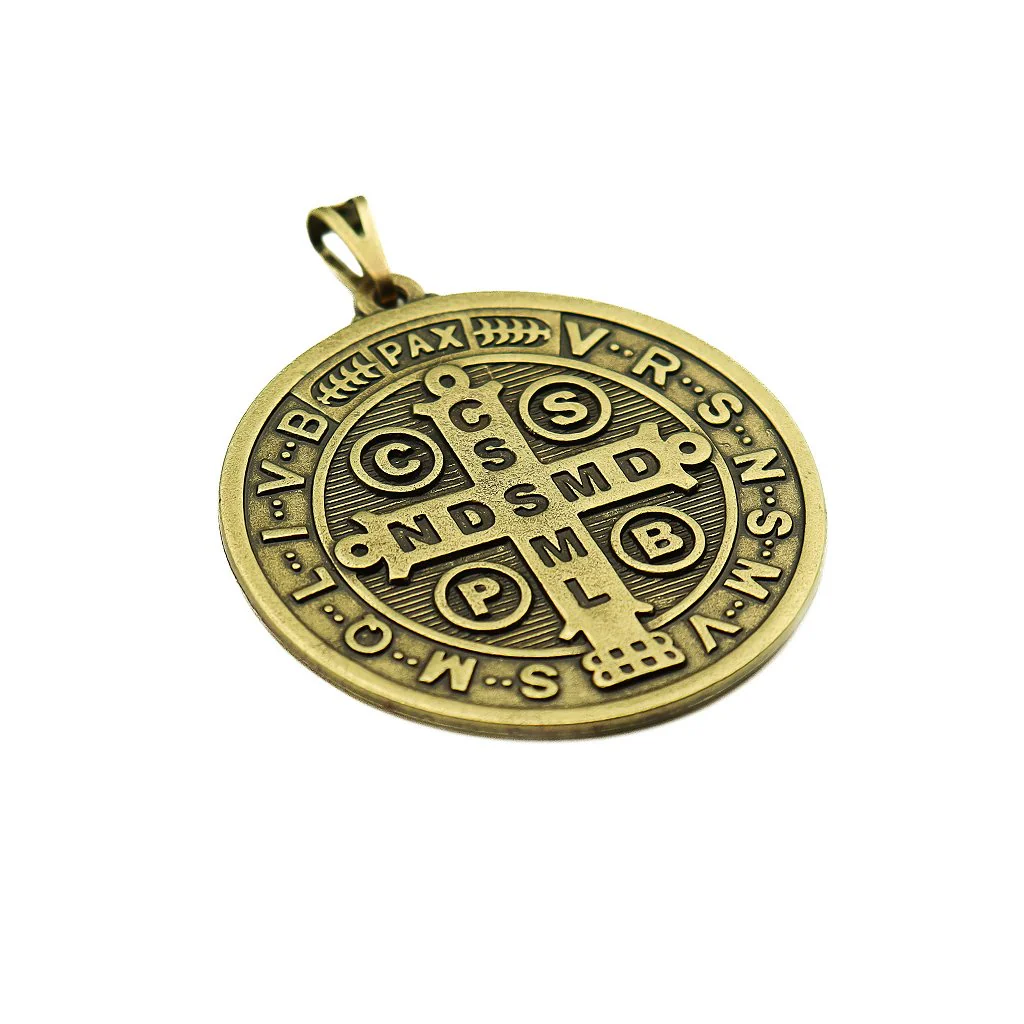 Medalha de São Bento 50 mm Ouro Velho - Image 3