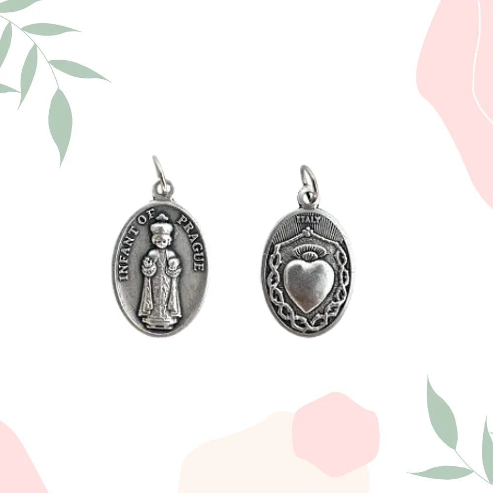 Medalha Menino Jesus de Praga e Coração - Italiana - Image 3