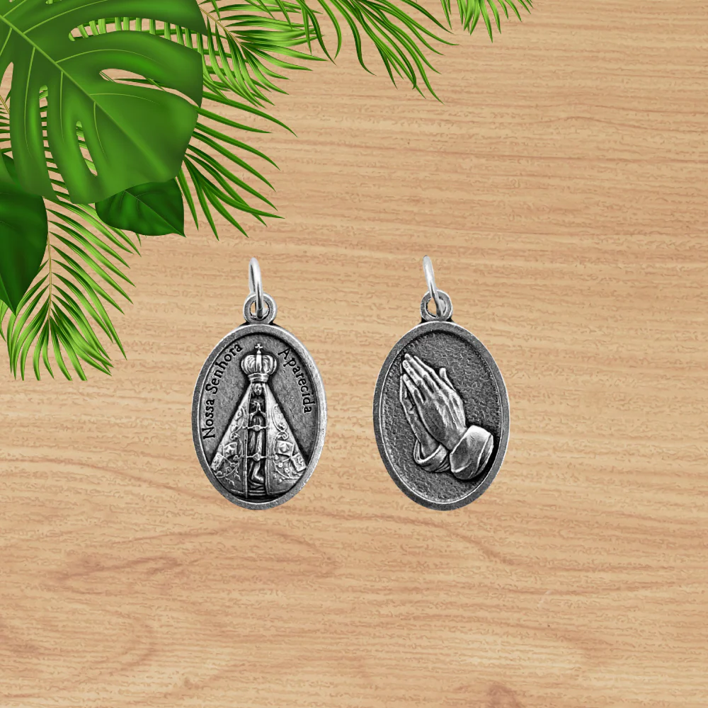 Medalha Nossa Senhora Aparecida e Mãos - Italiana - Image 3