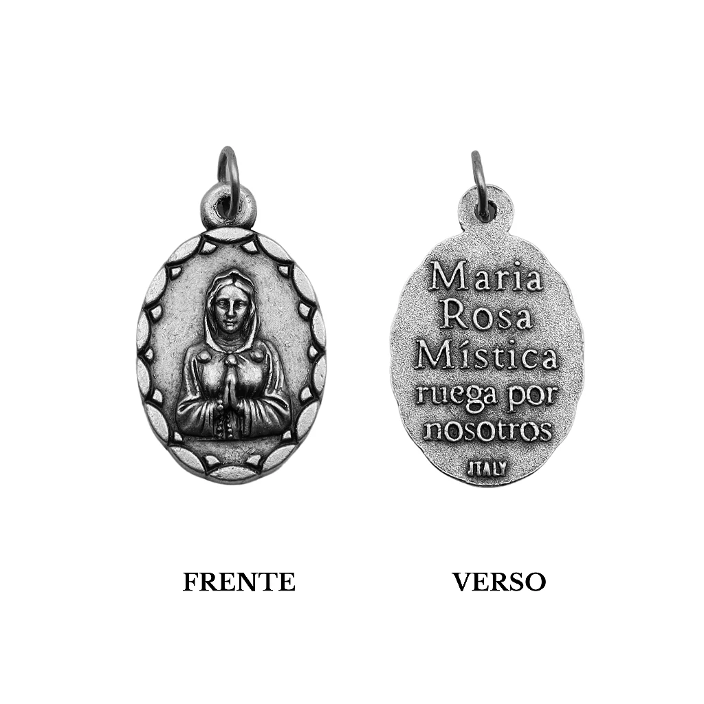 Medalha Italiana Nossa Senhora Rosa Mística / Oração - Image 3