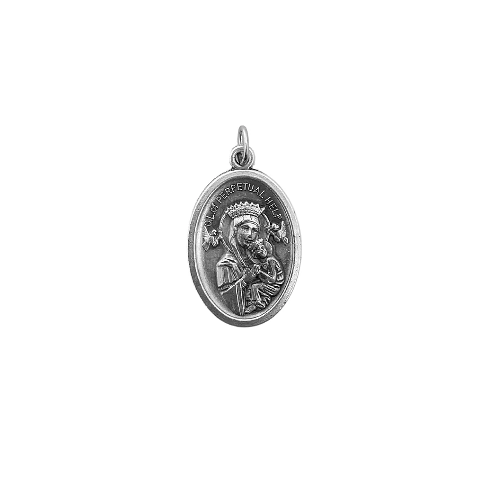 Medalha Perpetuo Socorro e São Geraldo 2mm - Italiana