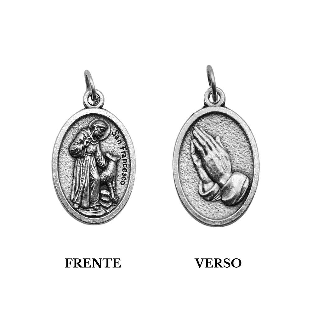 Medalha São Francisco com Lobo e Mãos Rezando - Italiana - Image 3