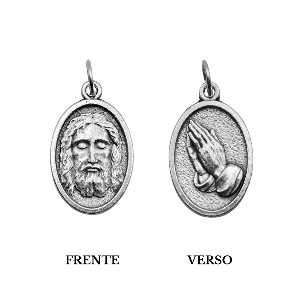 Medalha Sagrada Face e Mãos Rezando - Italiana - Image 3