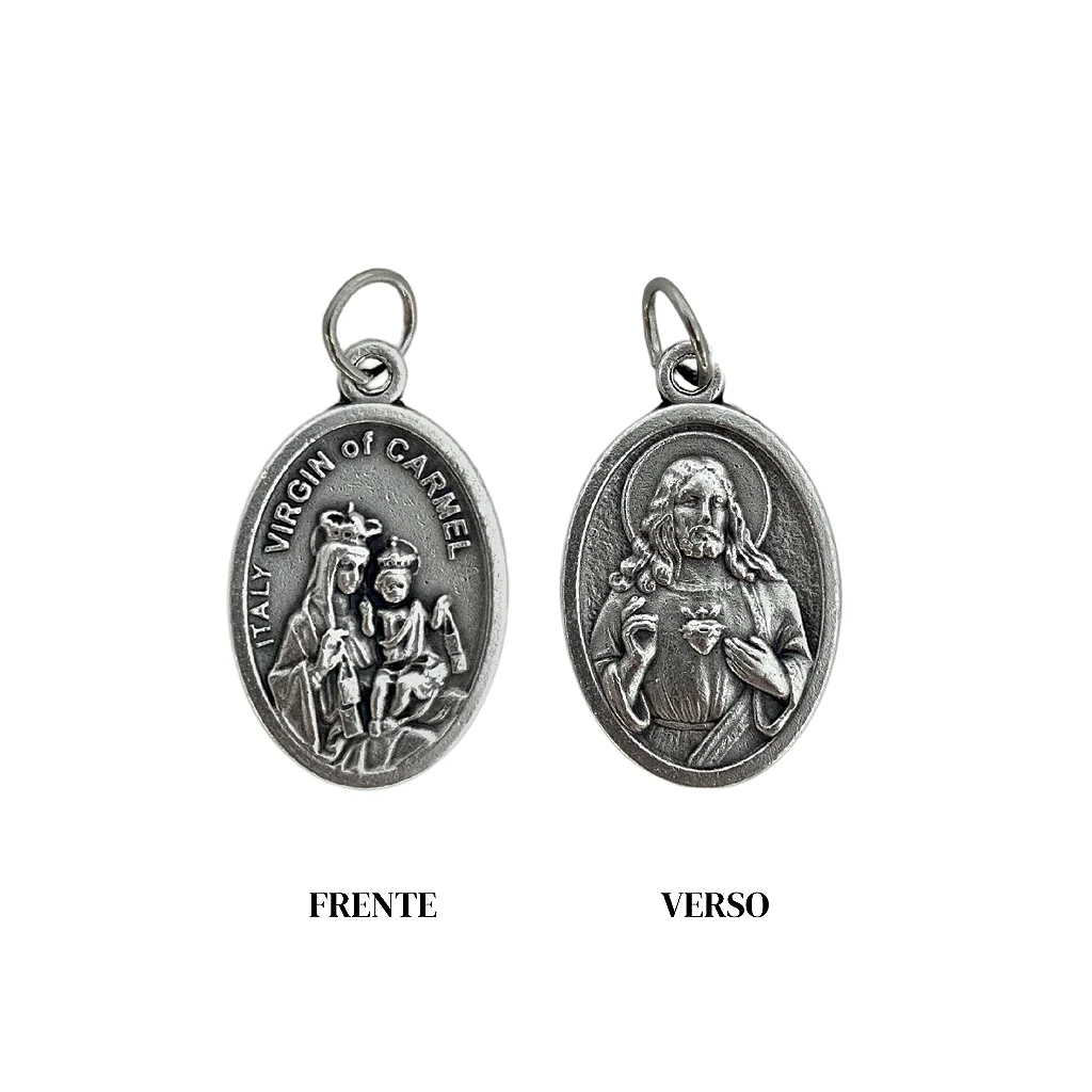 Medalha Sagrado Coração de Jesus e Nossa Senhora do Carmo 2,5 cm - Italiana - Image 3