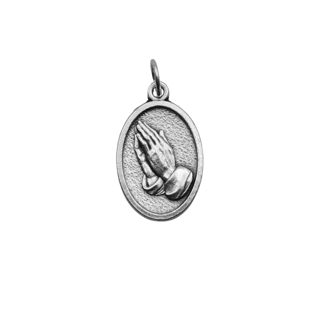 Medalha Santíssima Trindade e Mãos Rezando - Italiana - Image 2