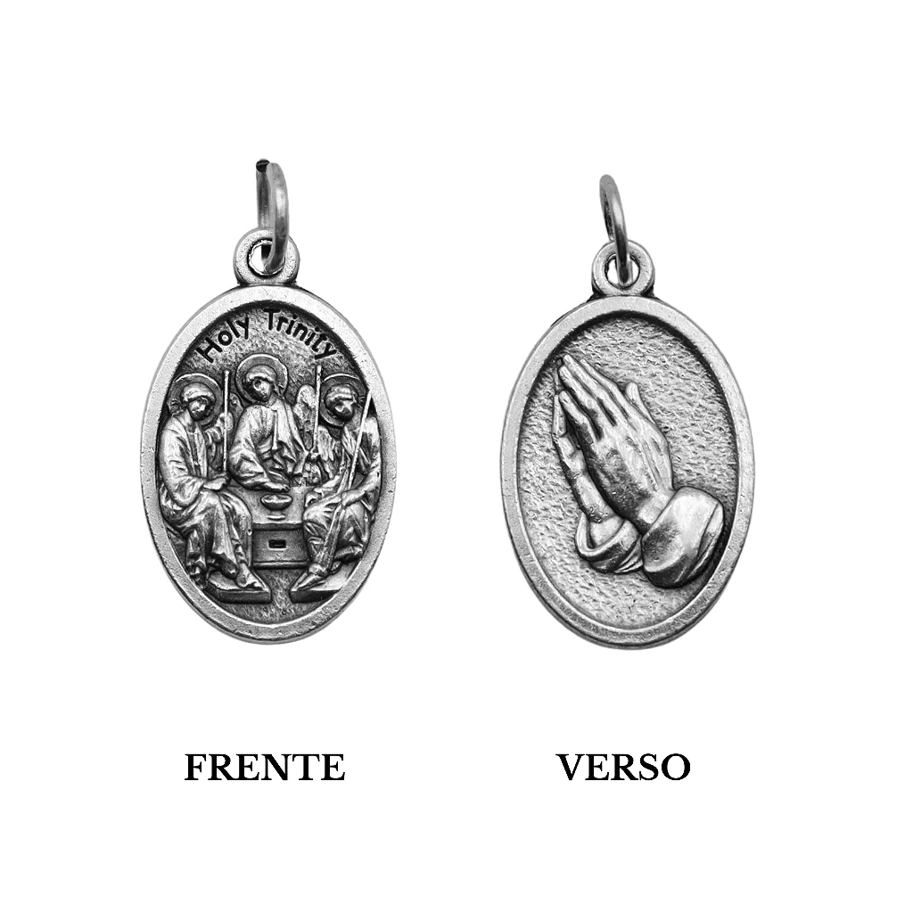 Medalha Santíssima Trindade e Mãos Rezando - Italiana - Image 3