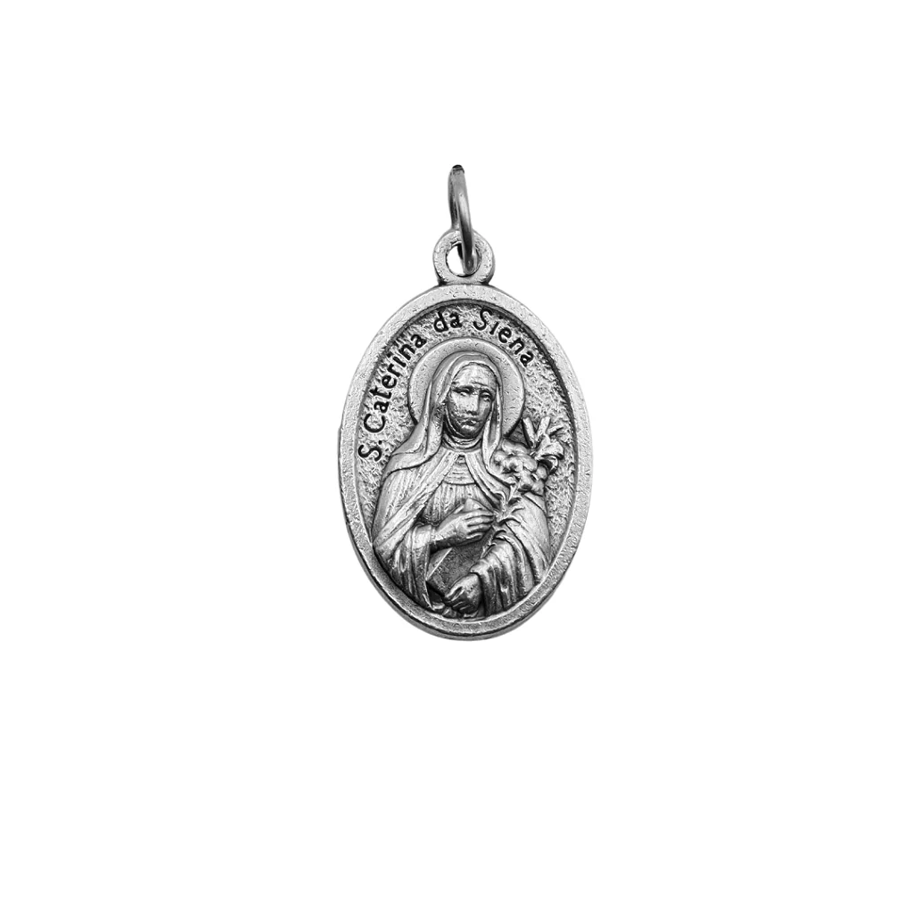 Medalha Santa Catarina e Mãos Rezando - Italiana