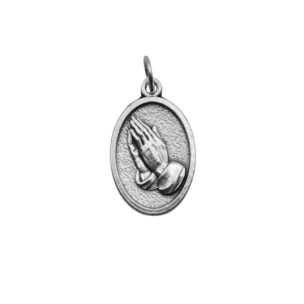 Medalha Santa Catarina e Mãos Rezando - Italiana - Image 2