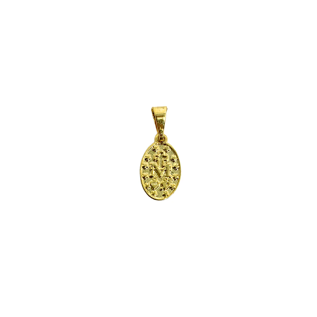 Medalha Milagrosa 10mm - Dourada Resinada Azul - Image 3