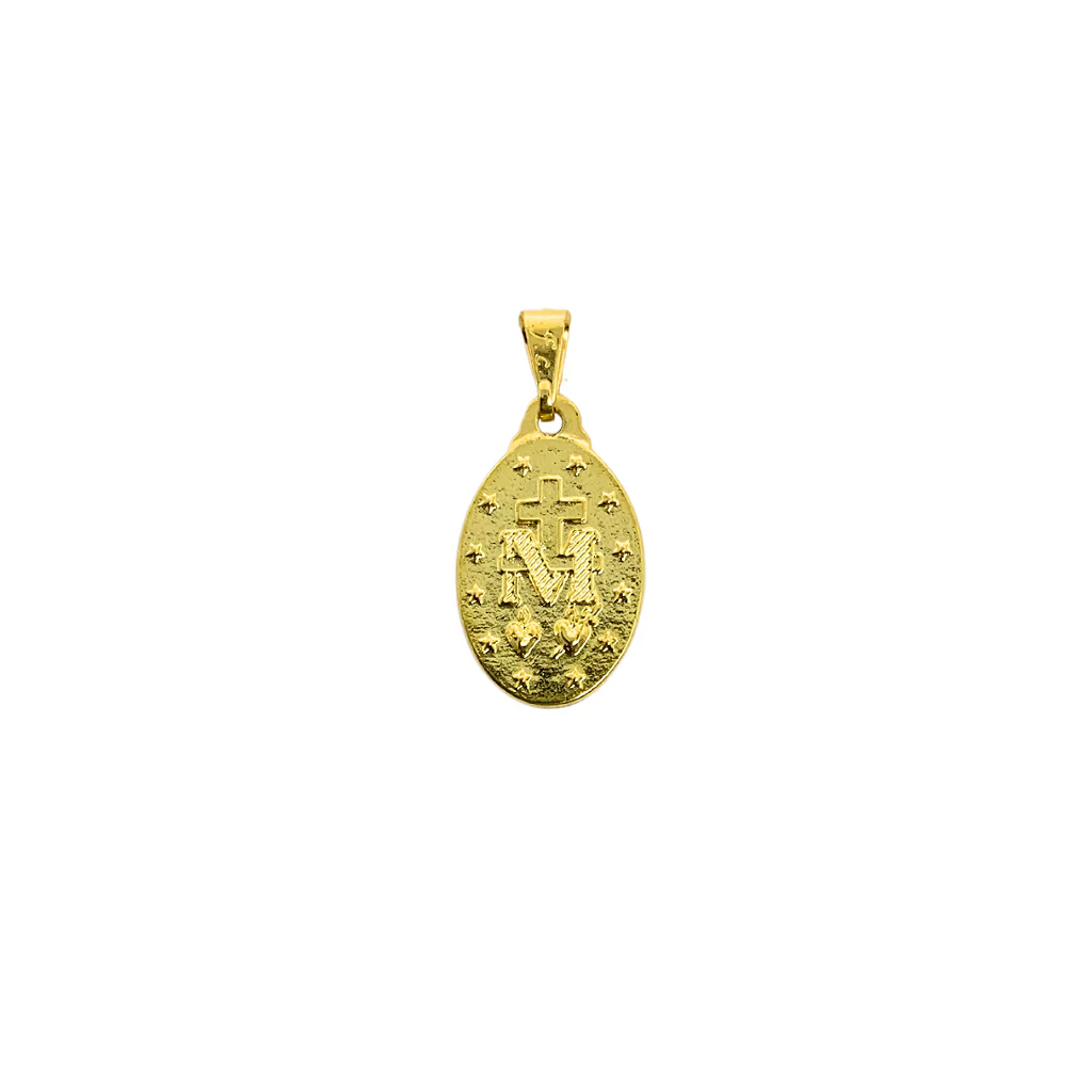 Medalha Milagrosa 20 mm - Dourada Resinada Azul - Image 3