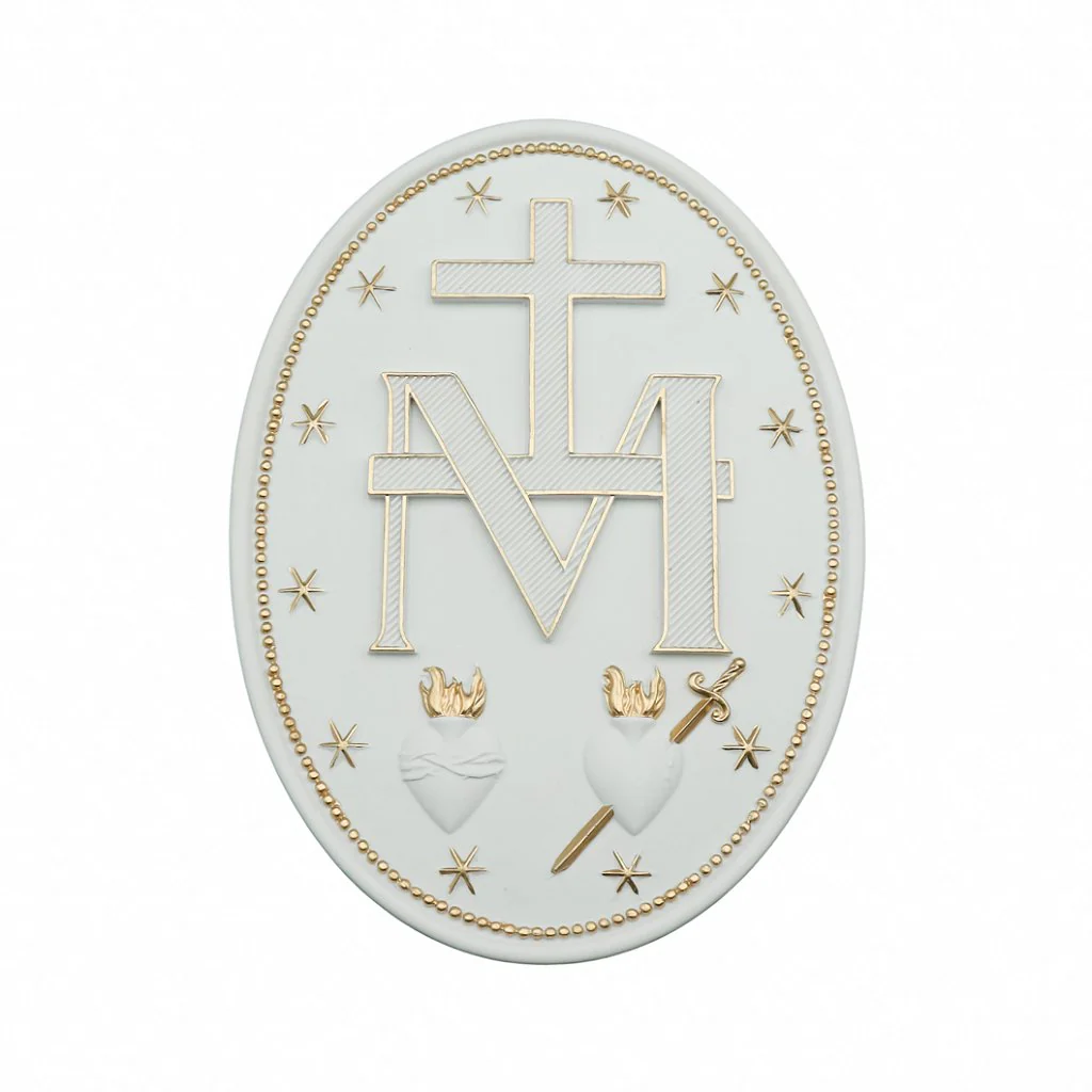 Medalha Milagrosa 23 cm (par) Branco com Dourado - Image 2